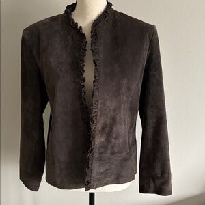 Chico's Suede Leather open front Jacket, sz M